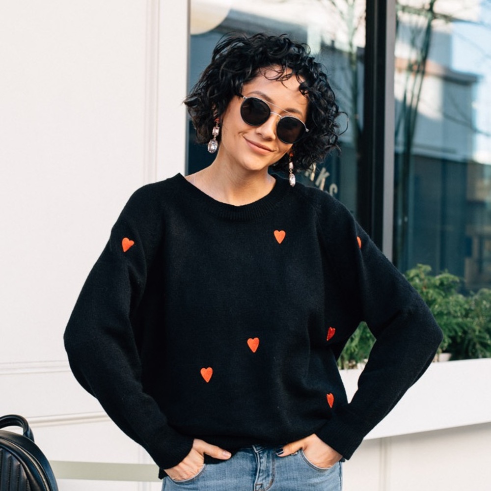 Heart embroidered sweater